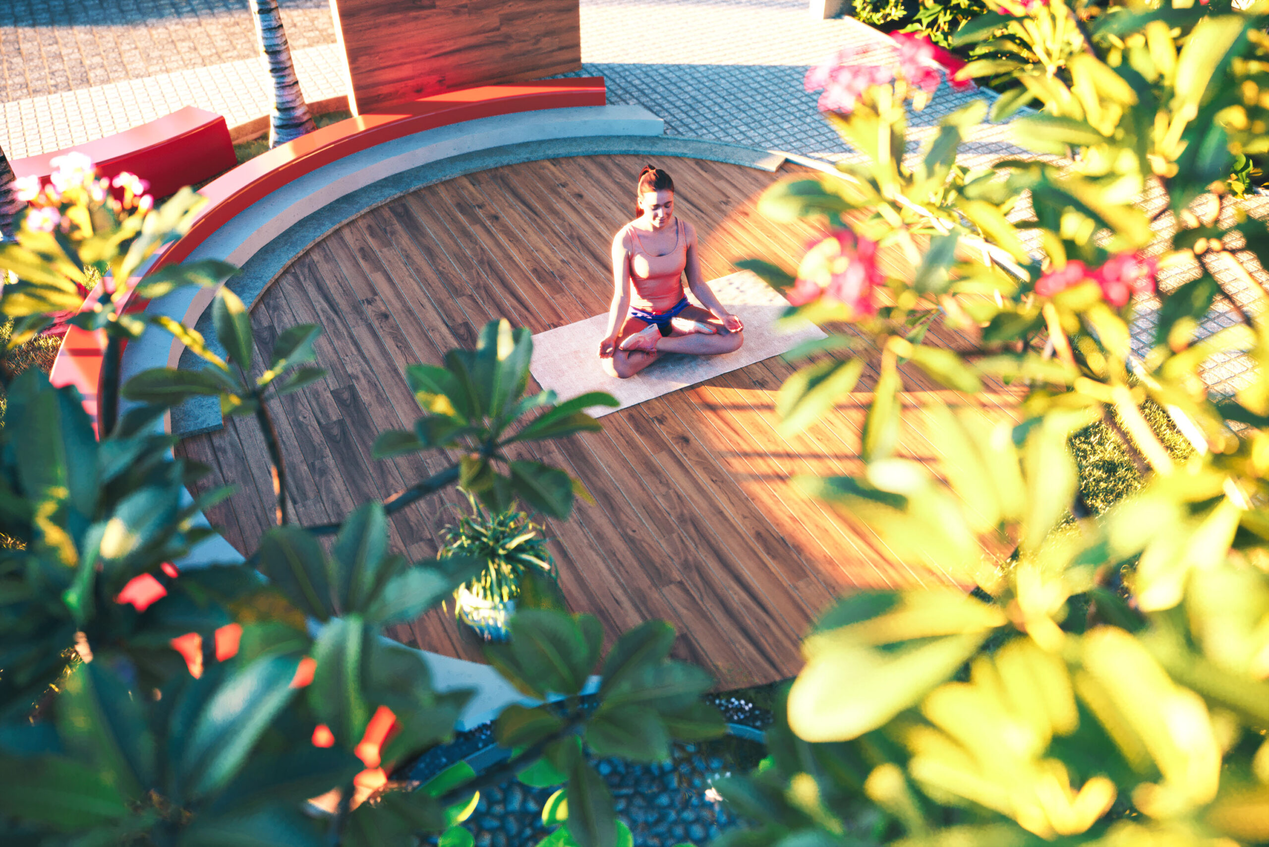 3d rendering yoga deck
